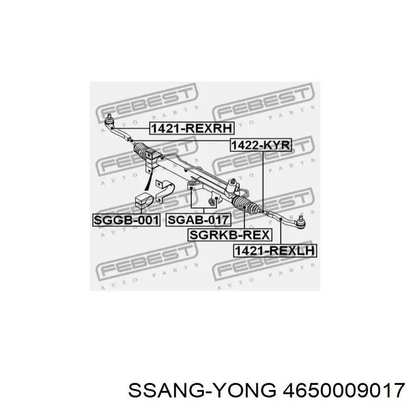 4650009017 Ssang Yong cremallera de dirección