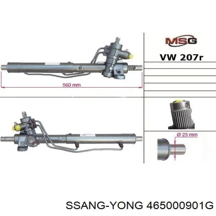 Cremallera de dirección 465000901G Ssang Yong