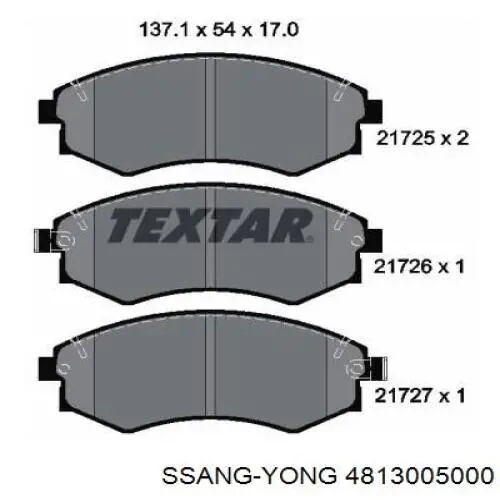 Pastillas freno delanteras Ssang Yong 4813005000 precio, desde 26,14 EUR