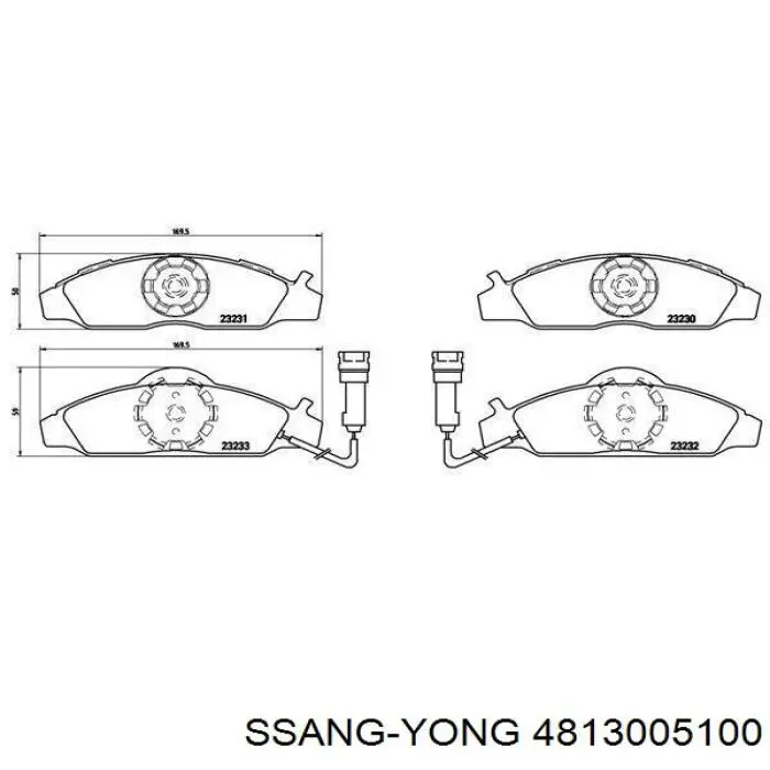 4813005100 Ssang Yong pastillas de freno delanteras