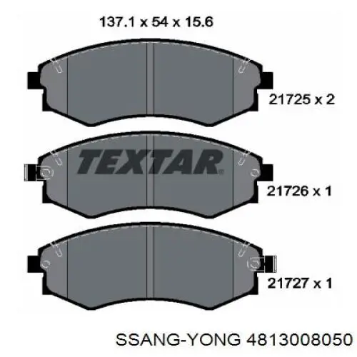 4813008050 Ssang Yong pastillas de freno delanteras