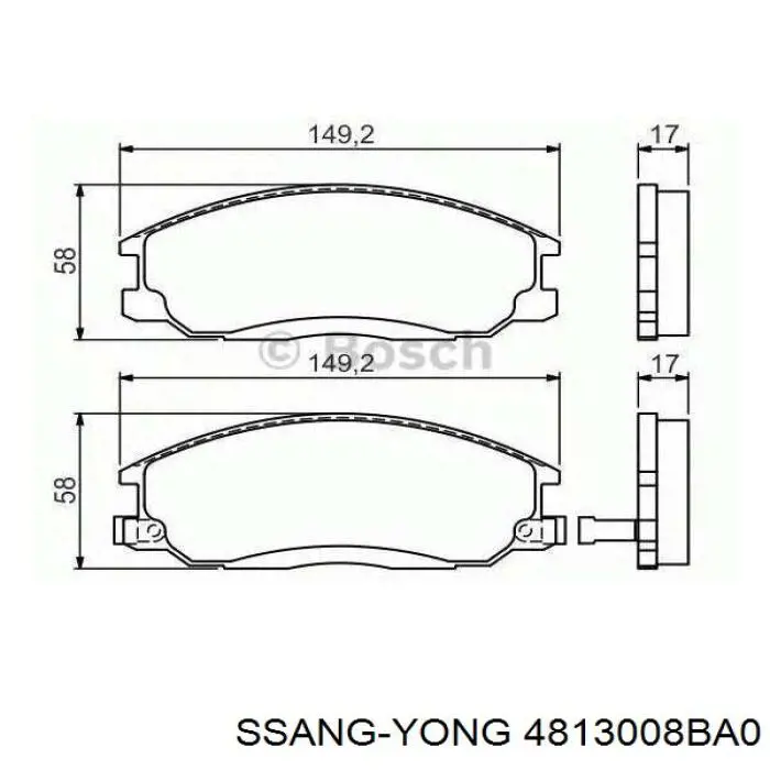 Pastillas de freno delanteras Ssang Yong 4813008BA0