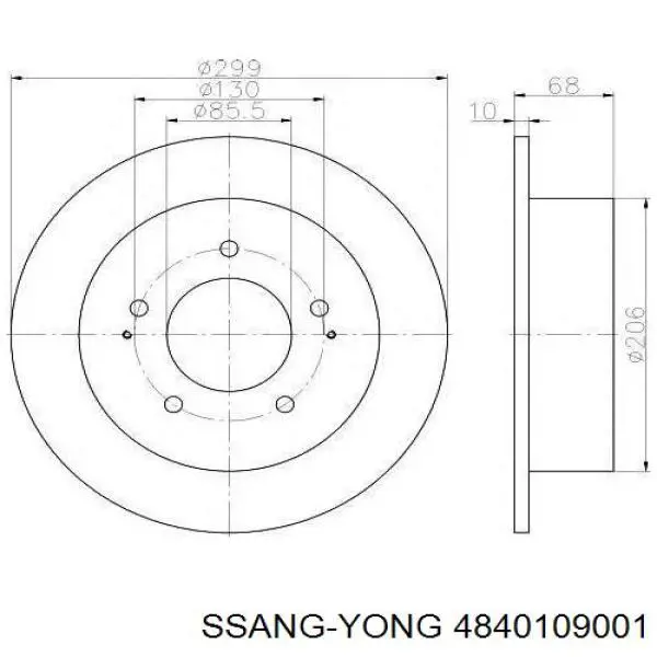 Disco de freno trasero Ssang Yong 4840109001 precio, desde 48,31 EUR