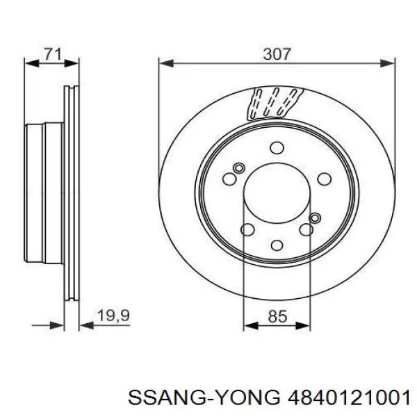 4840121001 Ssang Yong disco de freno trasero