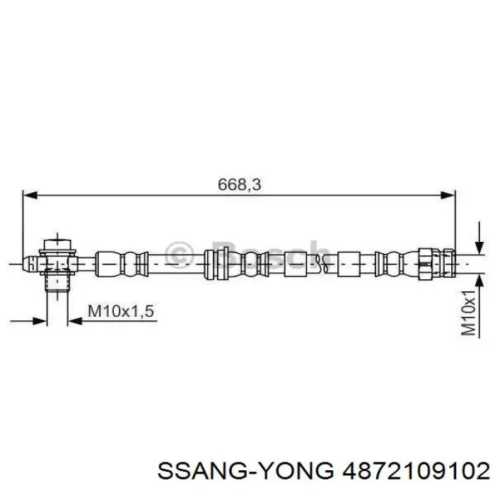4872109102 Ssang Yong Manguera de freno trasero derecho