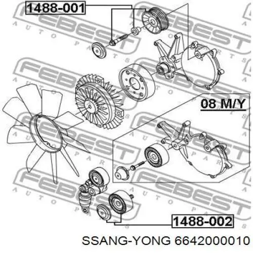 Rodillo tensor correa poli V Ssang Yong 6642000010 precio, desde 21,75 EUR