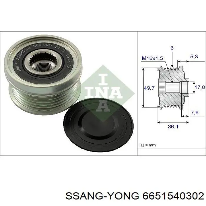 6651540302 Ssang Yong alternador