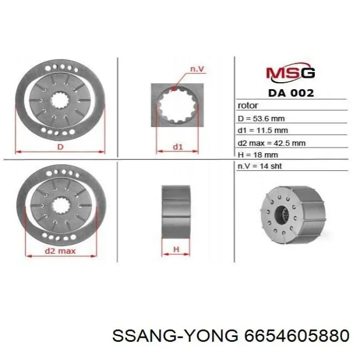 6654605880 Ssang Yong bomba hidráulica de dirección