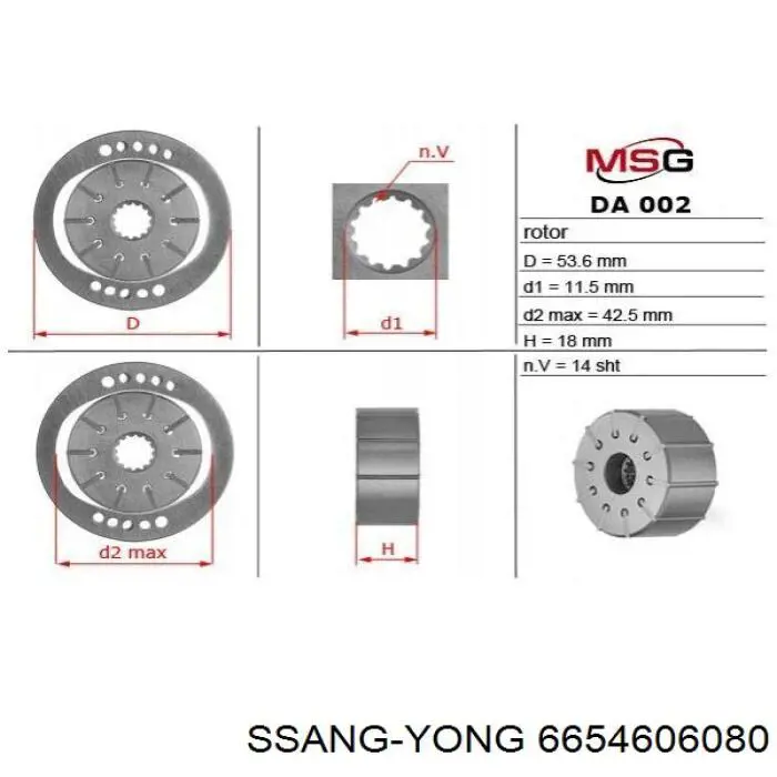 6654606080 Ssang Yong bomba hidráulica de dirección