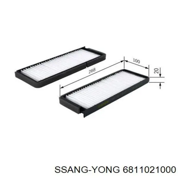 Filtro de cabina Ssang Yong 6811021000 precio, desde 11,66 EUR