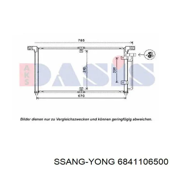6841106500 Ssang Yong Radiador de aire acondicionado