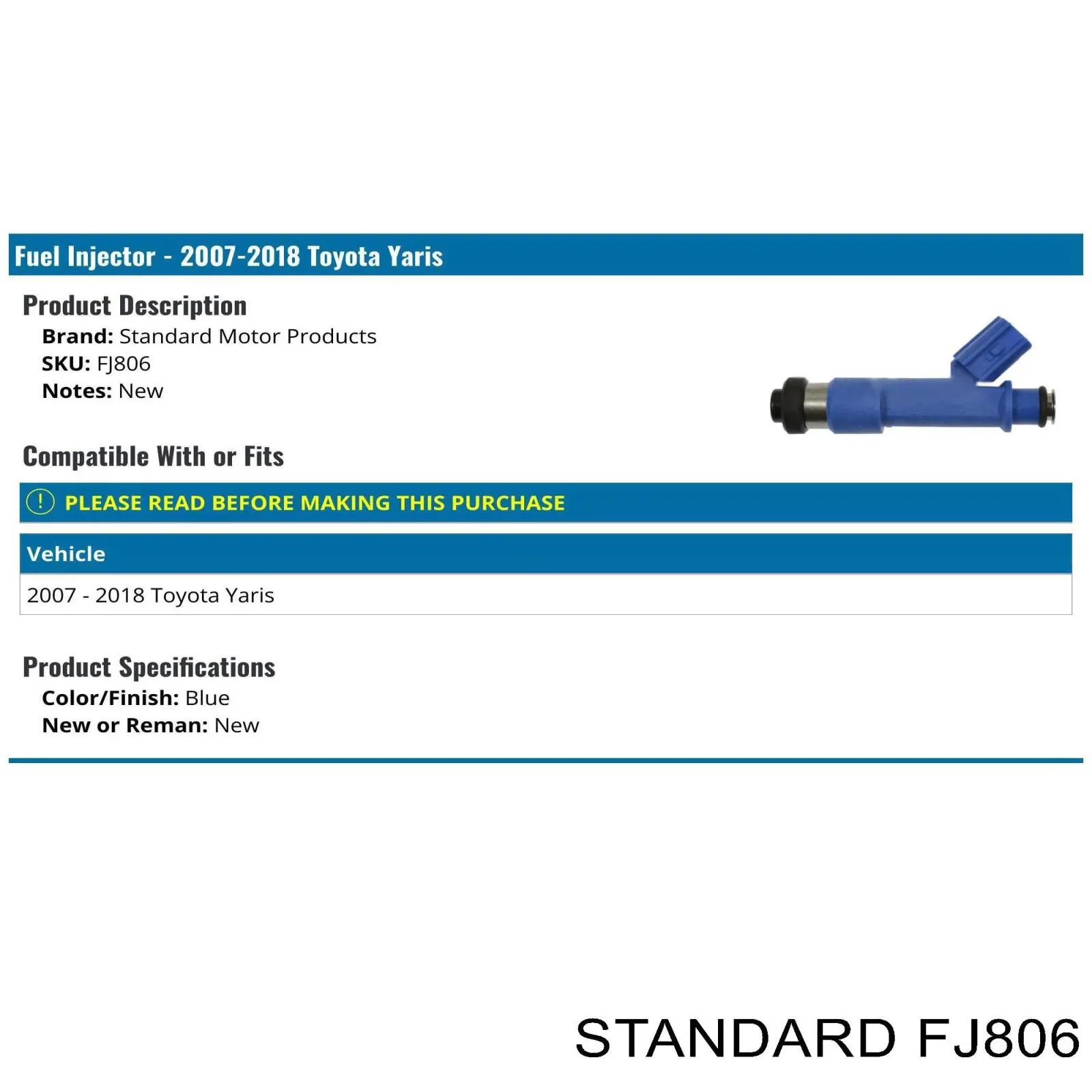 FJ806 Standard inyector de combustible