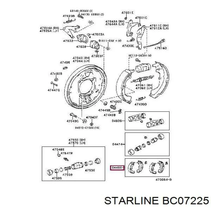 BC07225 Starline Zapatas de freno de tambor traseras