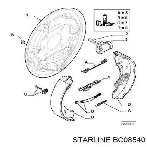 BC 08540 Starline zapatas de frenos de tambor traseras