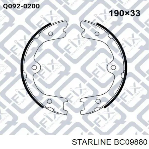 BC 09880 Starline juego de zapatas de frenos, freno de estacionamiento