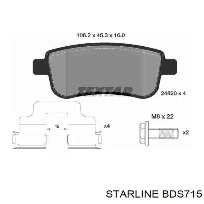 BD S715 Starline pastillas de freno traseras