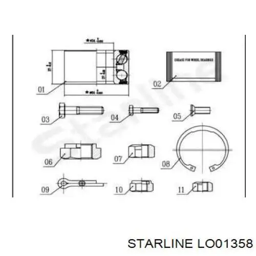 LO01358 Starline cojinete de rueda delantero