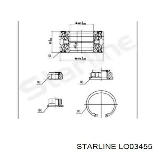 Cojinete de rueda delantero LO03455 Starline