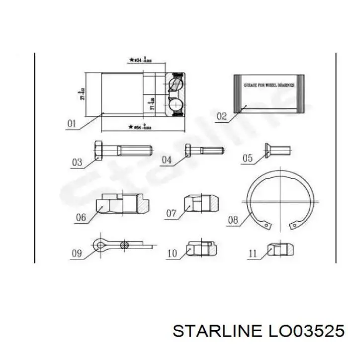 Comprar LO03525 Starline Cojinete de rueda trasero