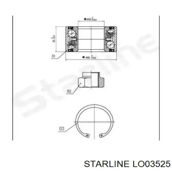 Cojinete de cubo delantero Starline LO03525 precio, desde 13,92 EUR