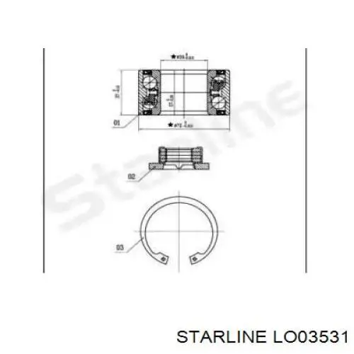 LO03531 Starline cojinete de rueda delantero