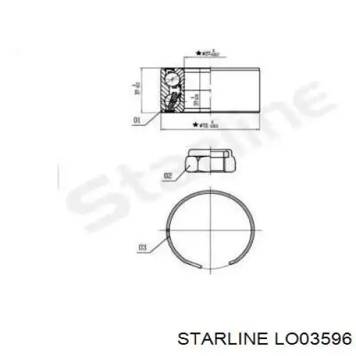 LO03596 Starline cojinete de rueda delantero