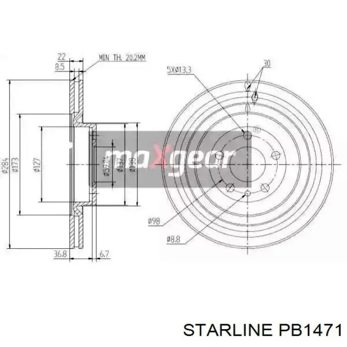 Disco de freno trasero Alfa Romeo 147 937
