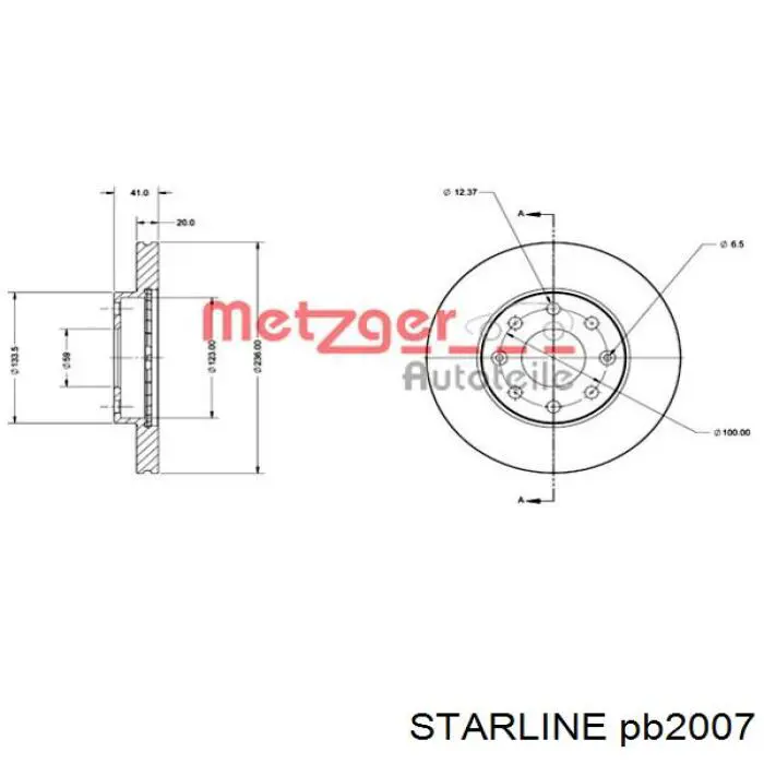 Freno de disco delantero Opel Astra 51, 52, F35, M35