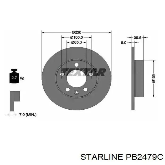 Disco de freno delantero Starline PB2479C