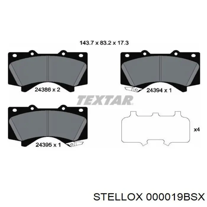 000019BSX Stellox pastillas de freno delanteras