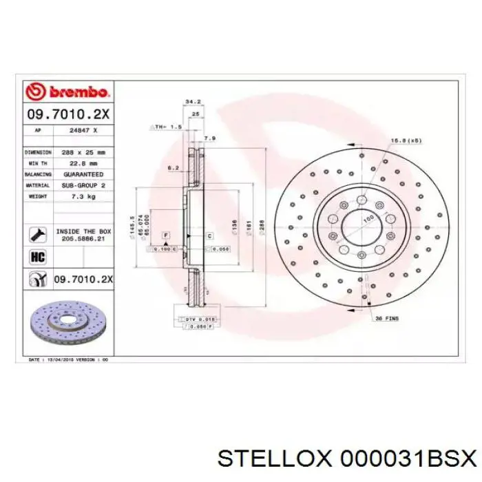 000031BSX Stellox pastillas de freno traseras