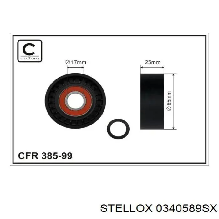 0340589SX Stellox rodillo, correa trapecial poli v