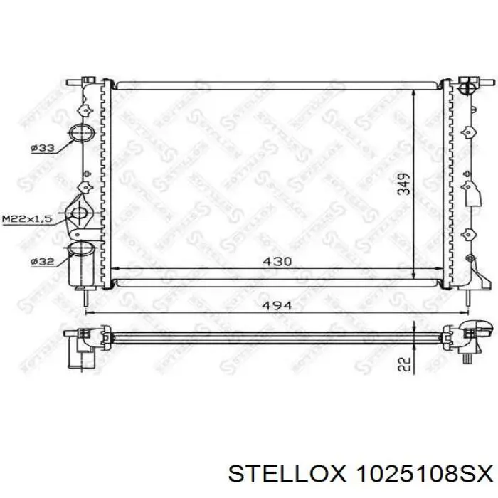 1025108SX Stellox radiador refrigeración del motor