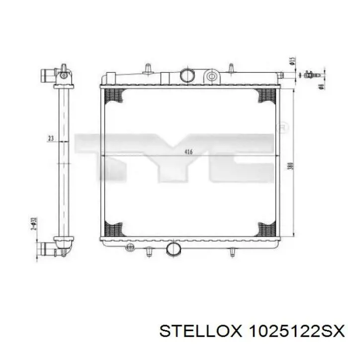 1025122SX Stellox radiador refrigeración del motor