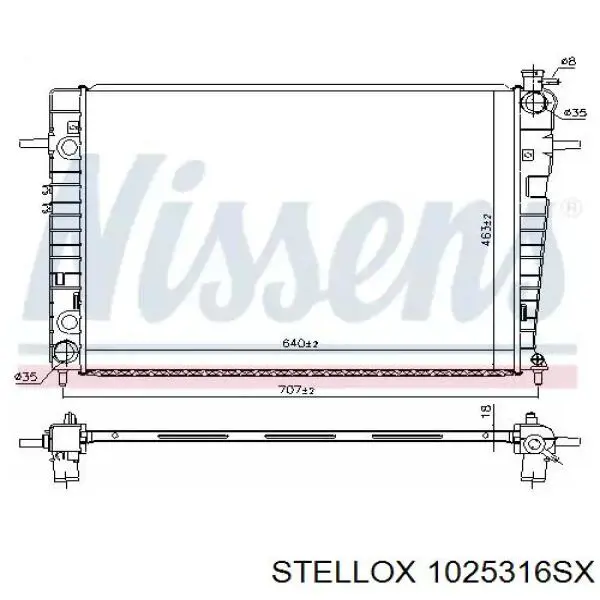 1025316SX Stellox radiador refrigeración del motor