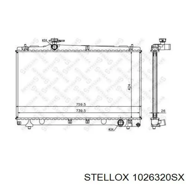 1026320SX Stellox radiador refrigeración del motor