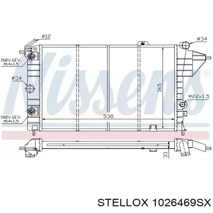 1026469SX Stellox radiador refrigeración del motor