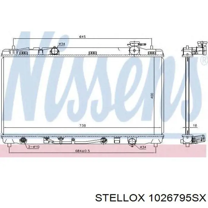 10-26795-SX Stellox radiador refrigeración del motor