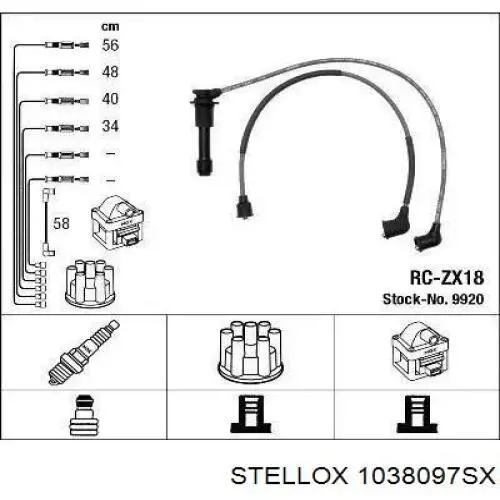 1038097SX Stellox juego de cables de encendido