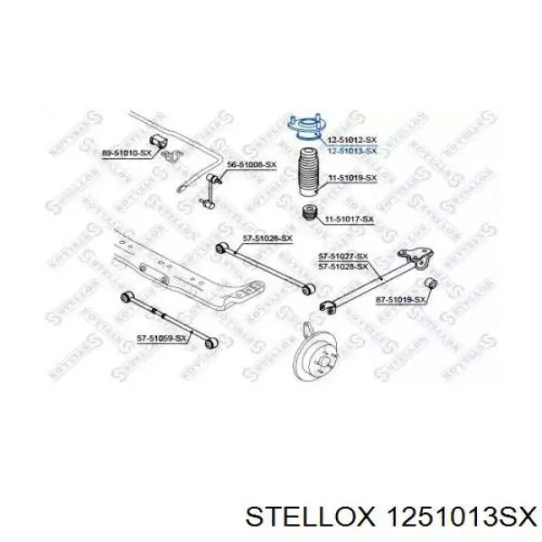 1251013SX Stellox soporte amortiguador trasero derecho