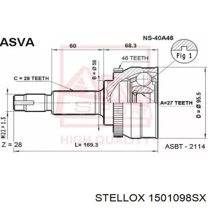 1501098SX Stellox junta homocinética exterior delantera