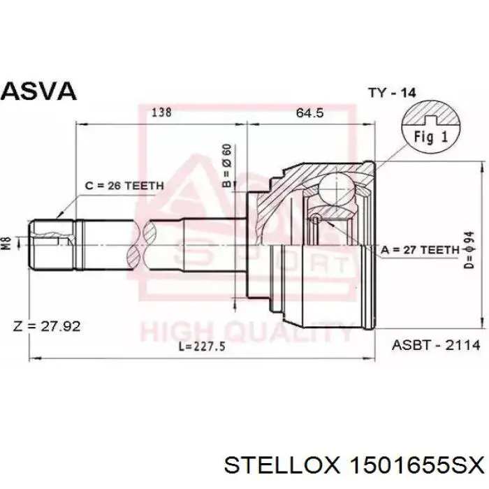 4340335020 Toyota Junta homocinética interna delantera