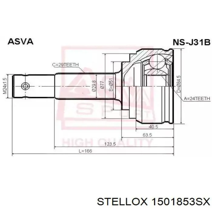 1501853SX Stellox junta homocinética exterior delantera