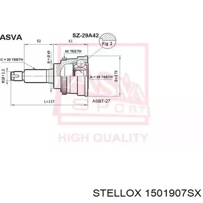 1501907SX Stellox junta homocinética exterior delantera