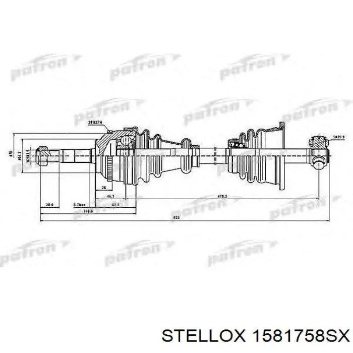 1581758SX Stellox árbol de transmisión delantero izquierdo