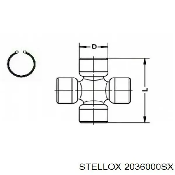 2036000SX Stellox cruceta de árbol de cardán trasero