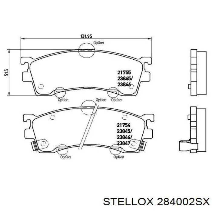 Pastillas de freno delanteras STELLOX 284002SX