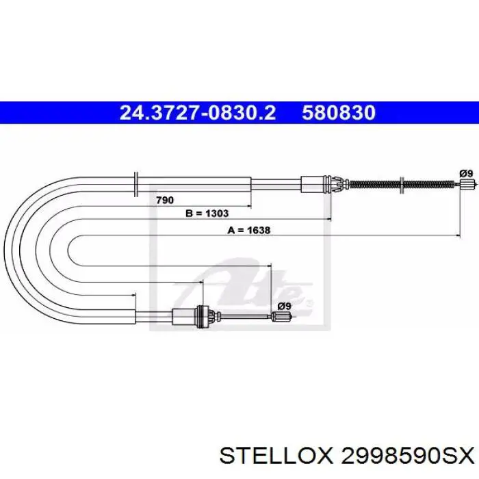 Cable de freno de mano trasero derecho/izquierdo Cautex 038243