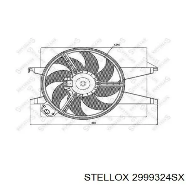 2999324SX Stellox difusor de radiador, ventilador de refrigeración, condensador del aire acondicionado, completo con motor y rodete