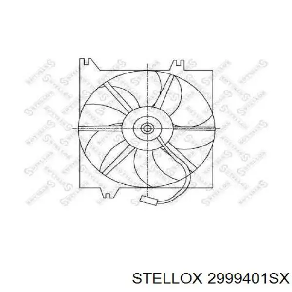 2999401SX Stellox difusor de radiador, ventilador de refrigeración, condensador del aire acondicionado, completo con motor y rodete